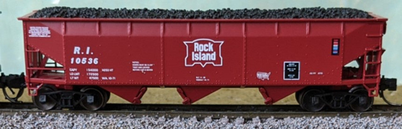 Bluford Shops 74208 N Rock Island 70 Ton 3-Bay Offset Side Hopper #10414