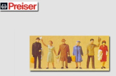 Preiser 4020 HO Scale Passengers Walking Vintage Figures (Pair of 6)