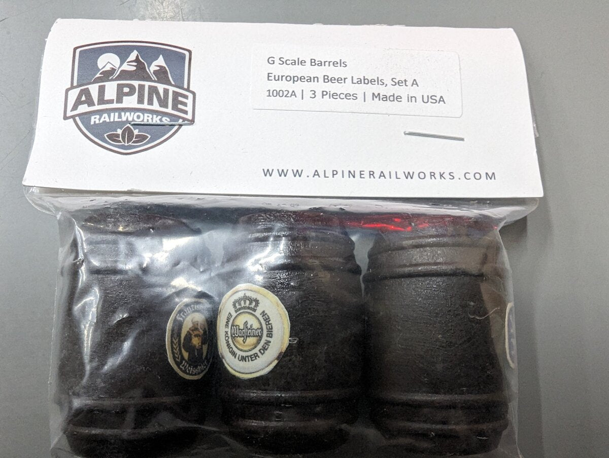 Alpine Railworks 1002A G Scale European Beer Barrels Set A (Set of 3)