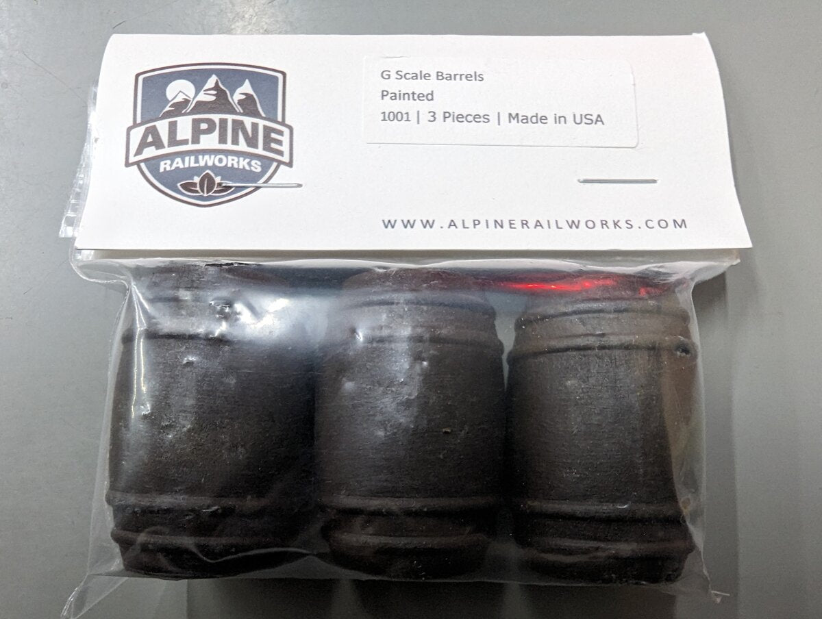 Alpine Railworks 1001 G Scale Brown Wooden Barrels (Set of 3)