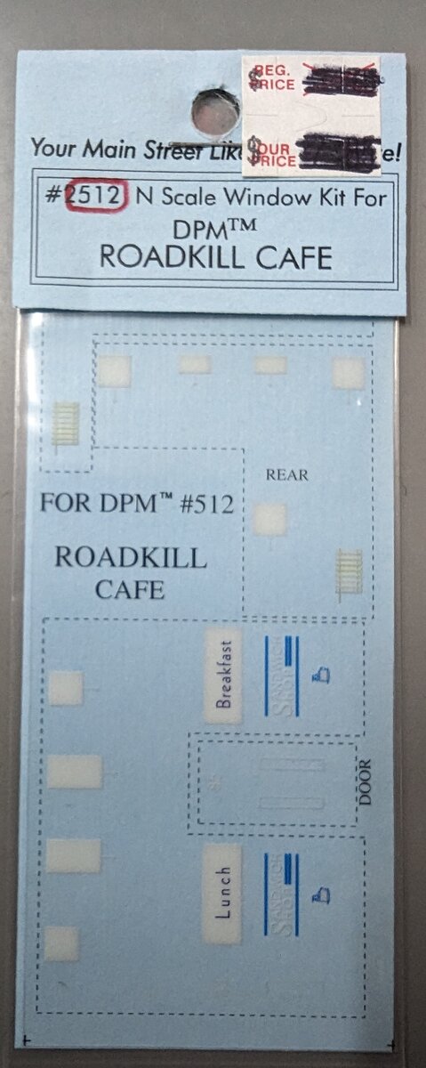 Main Street Graphics 2512 N Scale Window Kit for DPM Roadkill Café Building