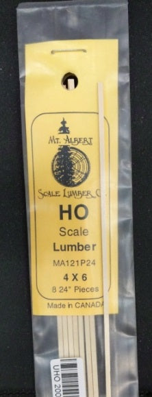 Mt. Albert MA121P24 HO Scale Lumber 4 x 6 - 24" (Pack of 8)