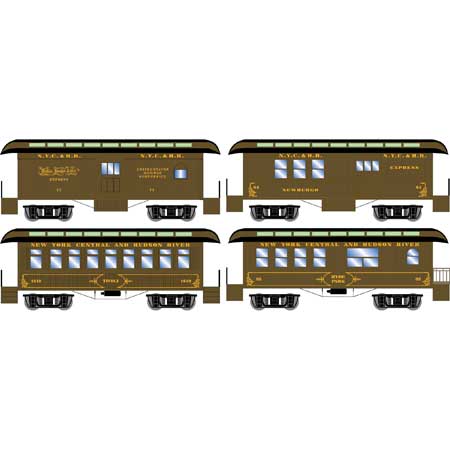 Roundhouse 16376 HO NYC 34' Old Time Overton Passenger Cars (Set of 4)