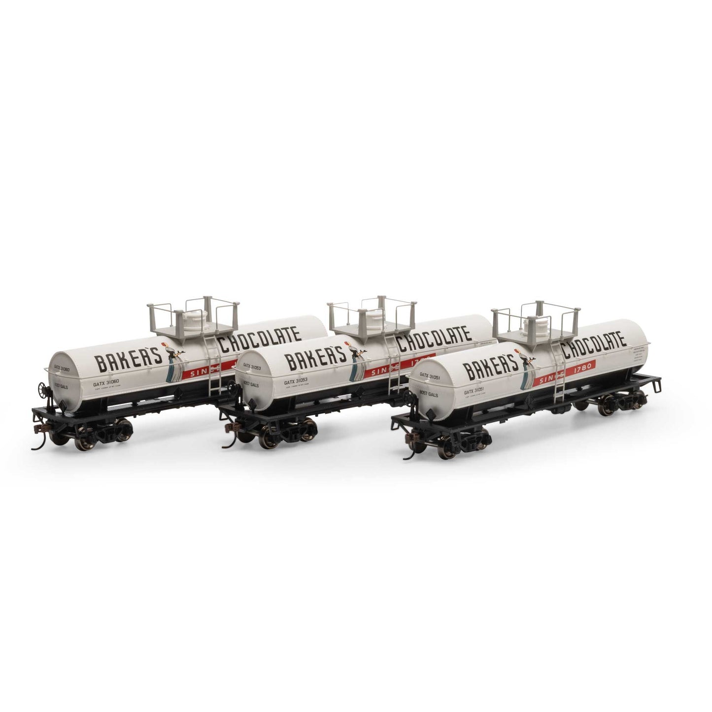 Roundhouse 72994 HO Baker's Chocolate Chemical Tank Car (Set of 3)