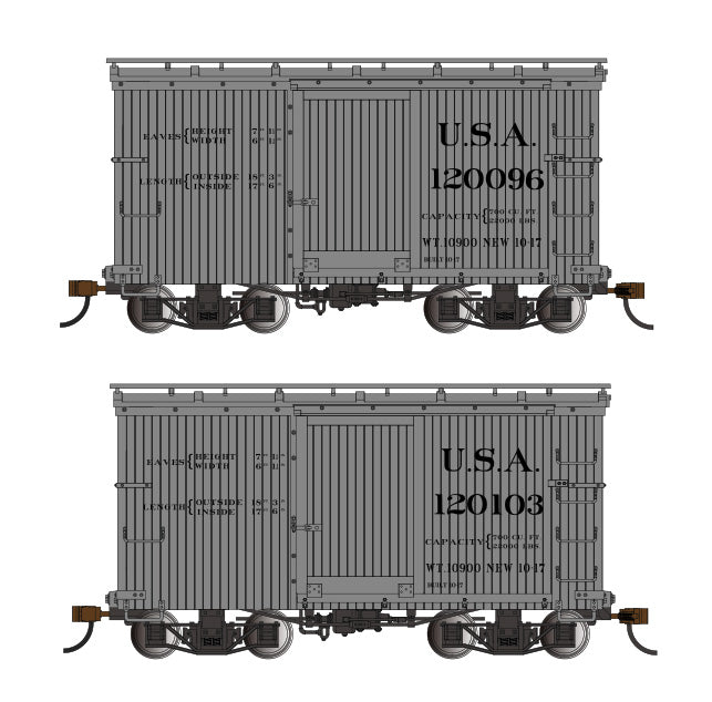 Bachmann 26555 On30 USA 18' Box Car with Murphy Roof #120096/1200123 (Set of 2)