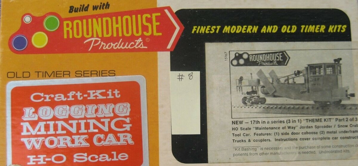 Roundhouse 1516 HO Scale Undecorated Jordan Spreader Snow Crab & Tool Car Kit