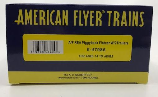 American Flyer 6-47985 S Railway Express Agency Piggyback Flatcar with Trailers