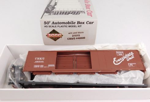 Proto 2000 21015 HO Scale CB&Q 50' Automobile Boxcar W/End Doors #48500 Kit