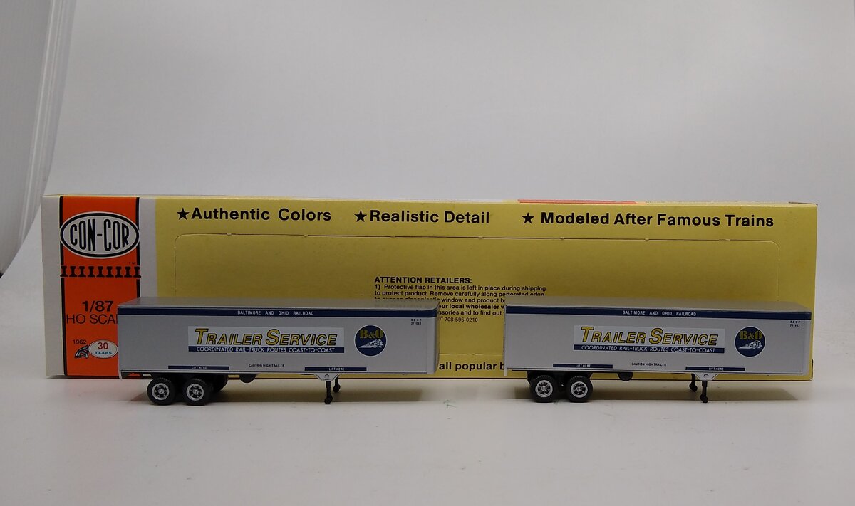 Con-Cor 0004-008142 HO Baltimore & Ohio 40 Ft. Dry Van Trailer (Pack of 2)