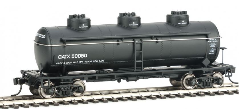 Walthers 910-1118 HO General American 36' 3-Dome Tank Car #50050 (Black, White)