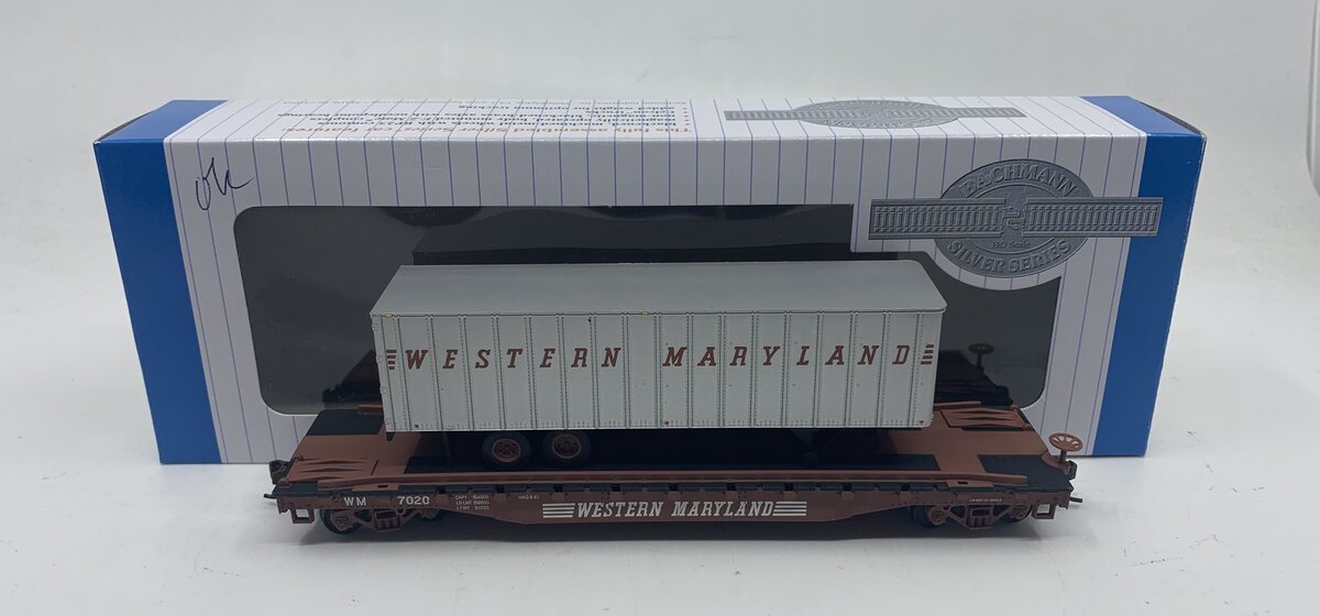 Bachmann 16706 HO Western Maryland 52' 6" Flatcar w/35' Piggyback Trailer