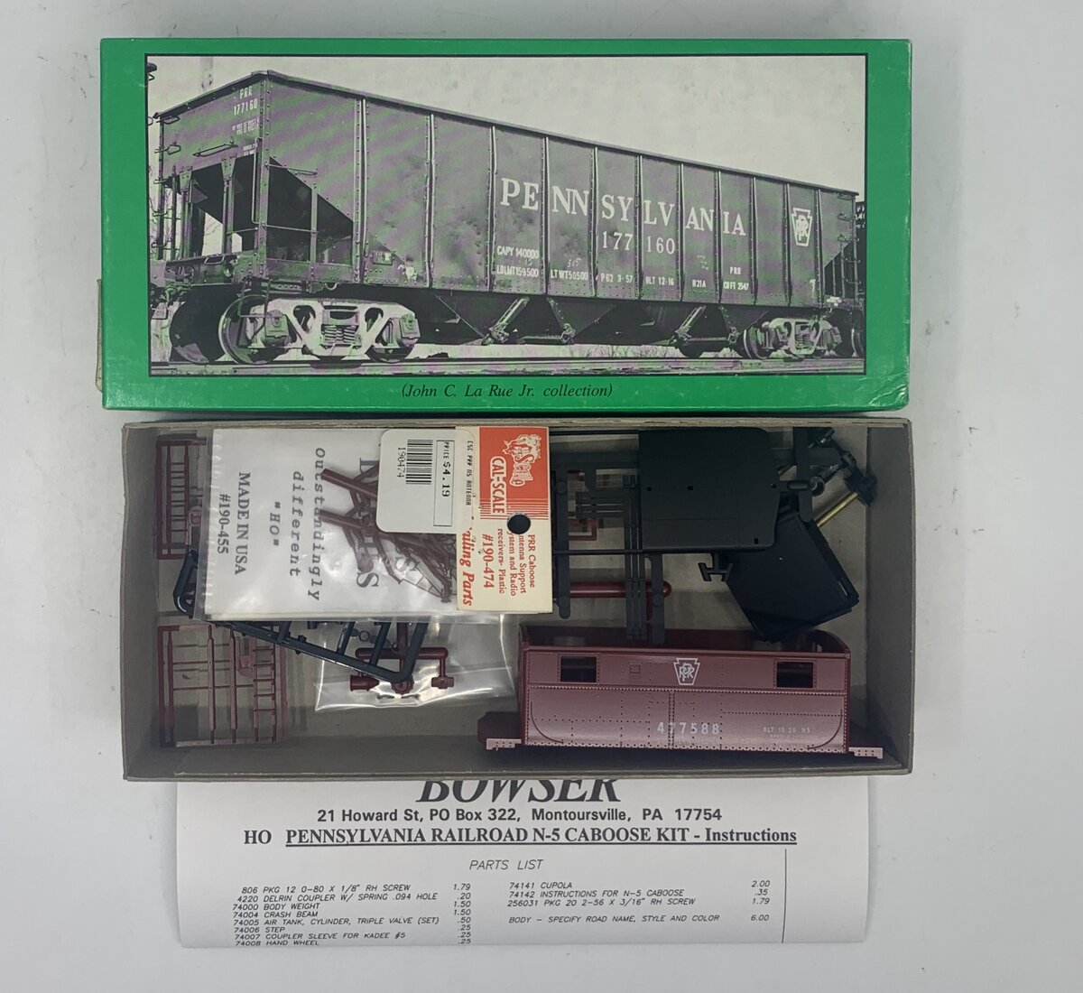 Bowser 55022 HO PRR Southern Region N-5 All-Steel Caboose Kit #477588