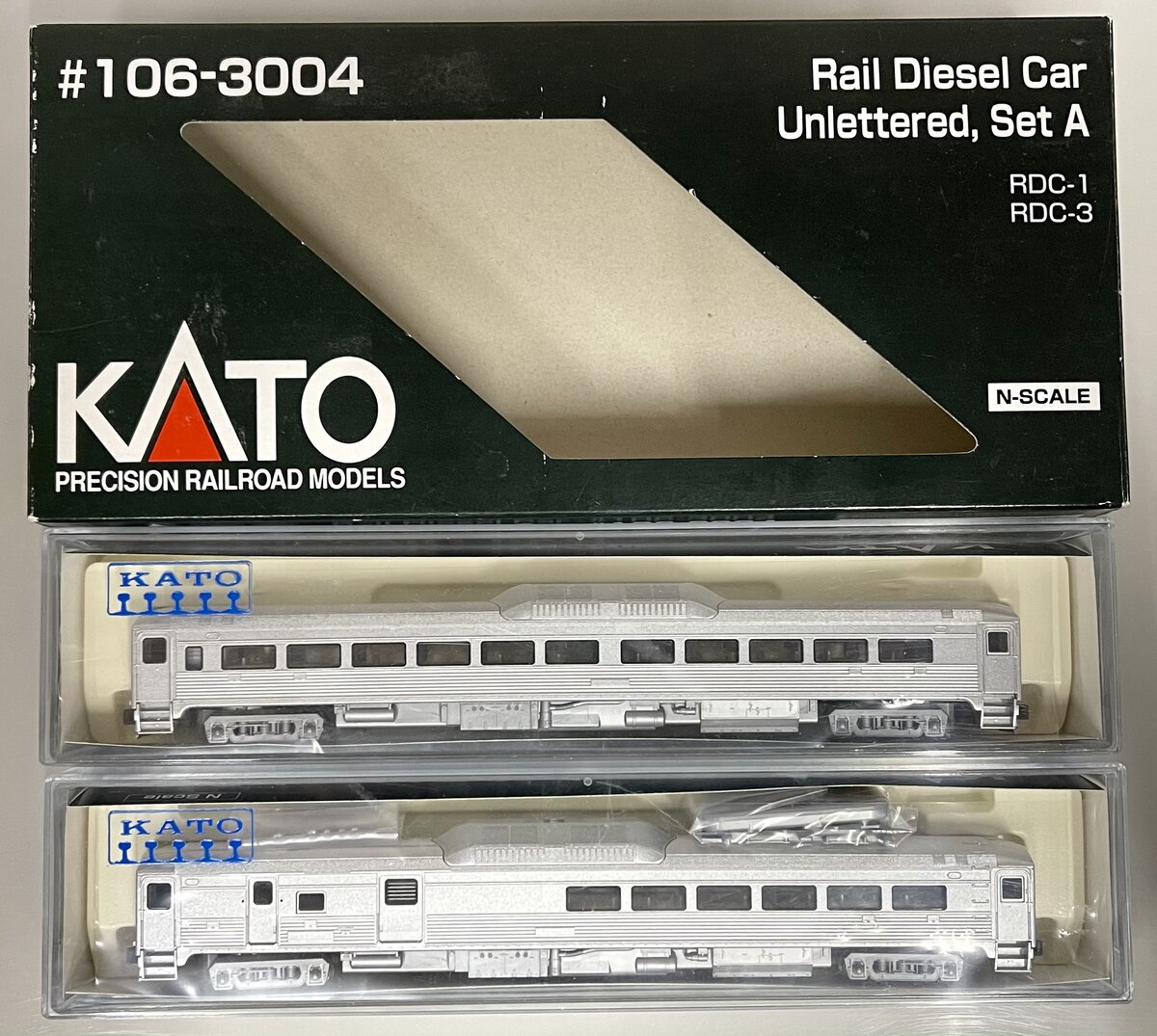 Kato 106-3004 N Scale Undecorated RDC Budd Set: RDC-1 & RDC-3