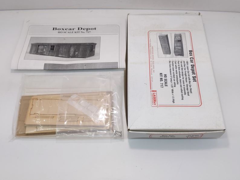 American Model Builders 717 Laser Art Box Car Depot Lineside HO Scale Kit