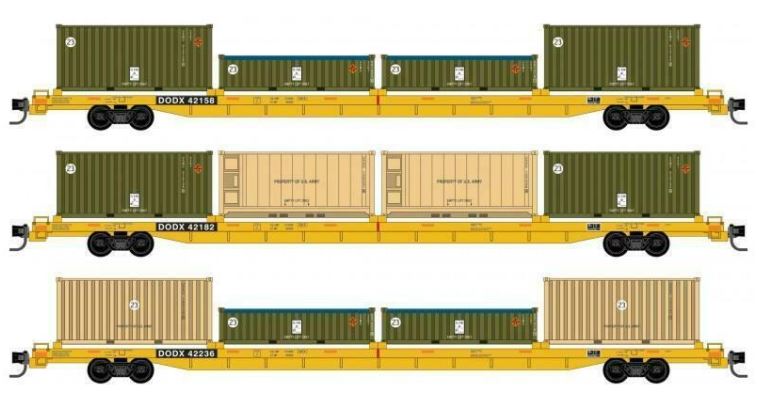Micro-Trains 99301900 N Department Of Defense COFC Flatcar (Set of 3)