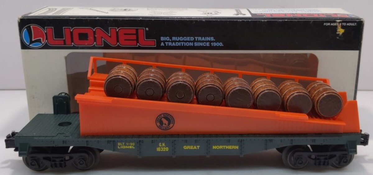 Lionel 6-16320 O Gauge Great Northern Barrel Ramp Car