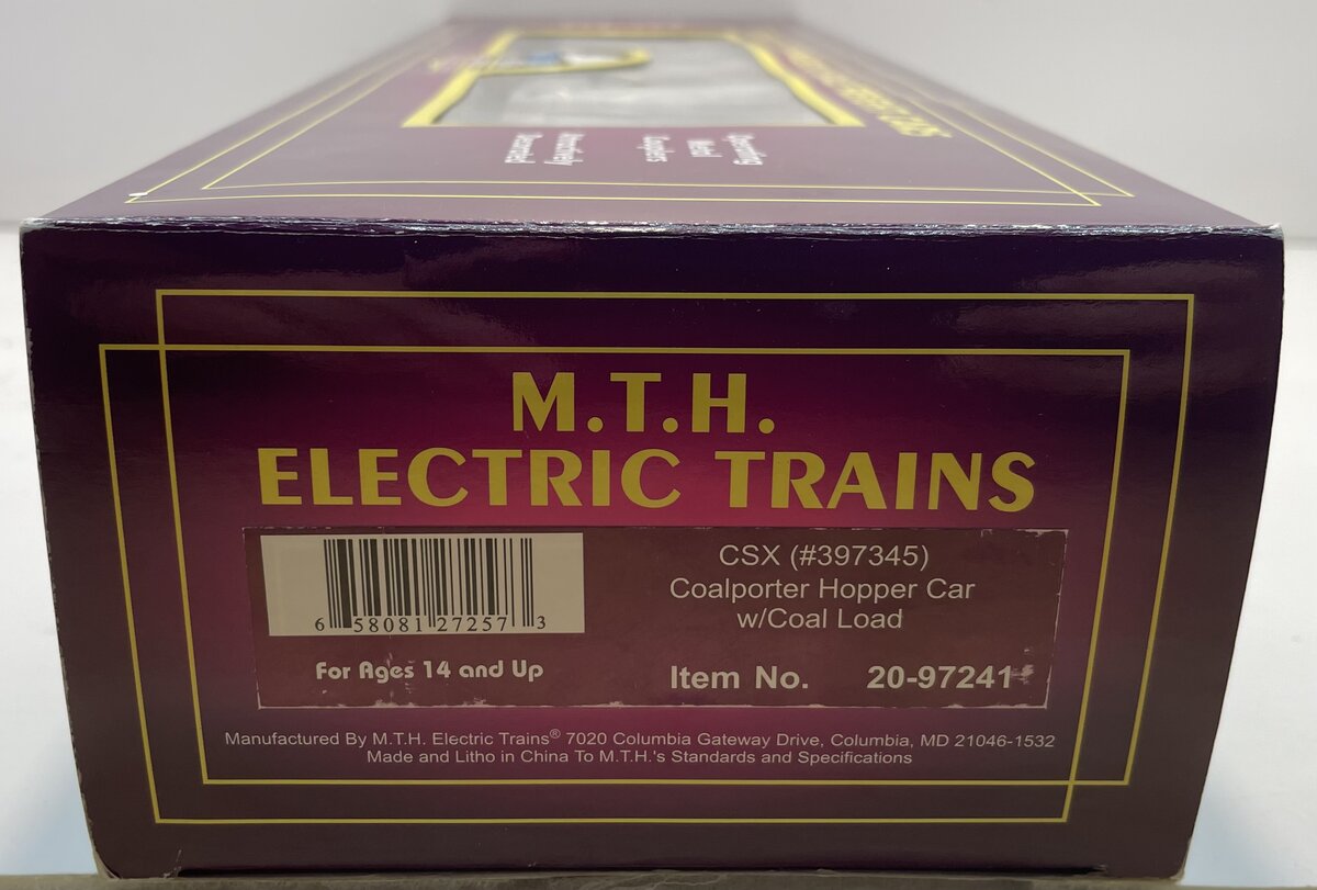 MTH 20-97241 O Gauge CSX Coalporter Hopper Car #397345
