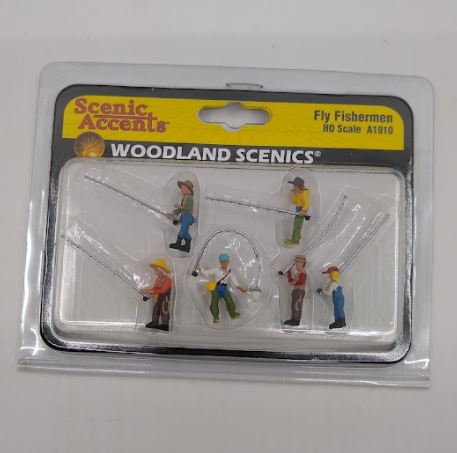 HO Scale Woodland Scenics - Set Di 2 Pescatore A Mosca, Figure In Scala HO Per Diorami E Plastici Ferroviari, Dipinte A Mano