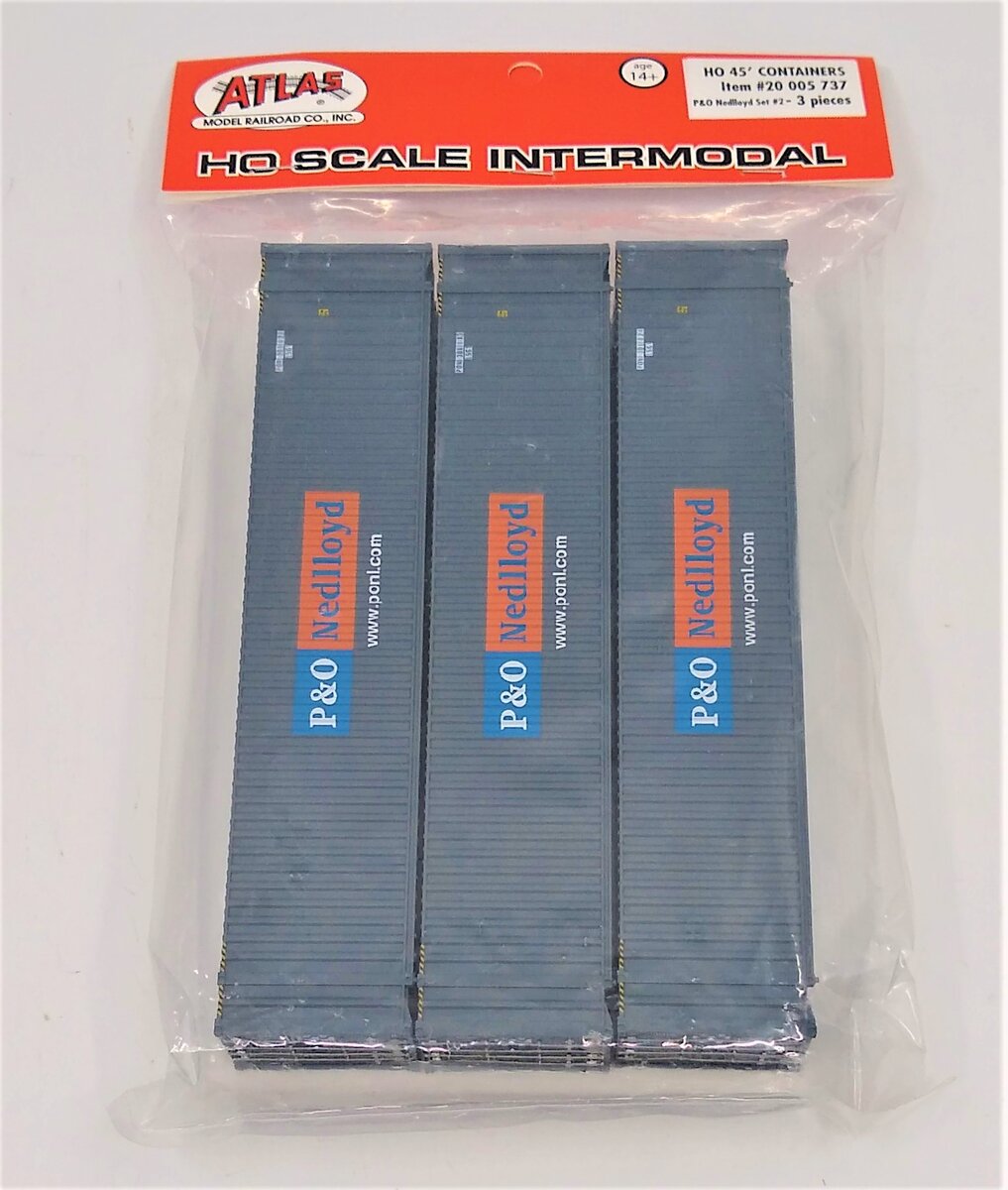 Atlas 20005737 HO P&O Nedlloyd 45' Container Set #2 (Pack of 3)