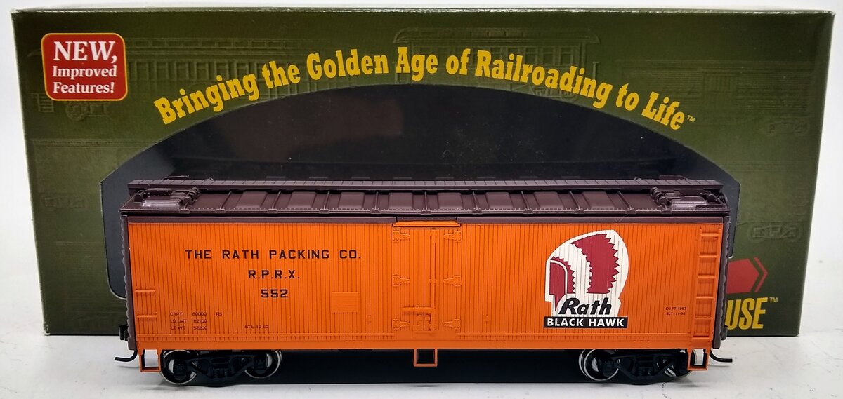 Roundhouse 85409 HO Rath Packing Co. 40' Wood Sided Refrigerator Car #552