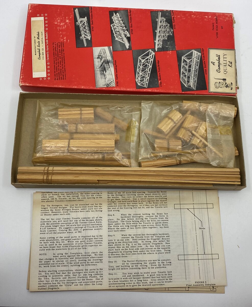 Campbell Scale Models 751 HO Scale Tall Timber Trestle Bridge Wood Kit