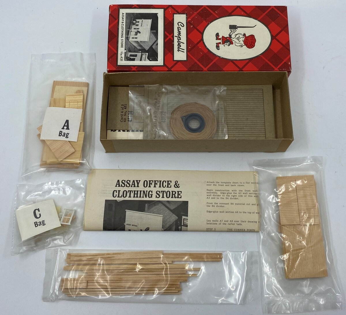 Campbell Scale Models 431 HO Assay Office And Clothing Store Kit