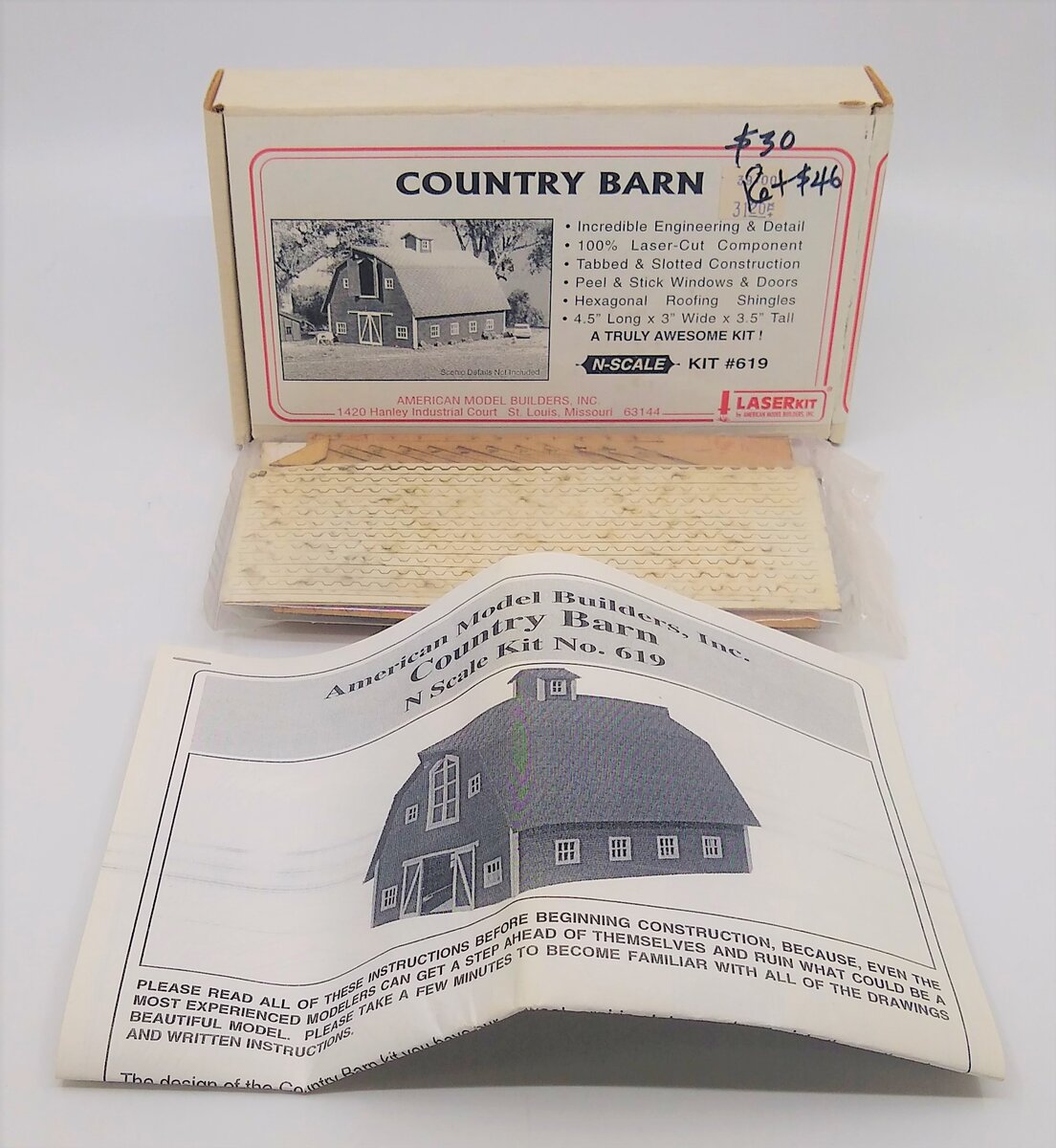 American Model Builders 619 N Country Barn Laser Art Kit