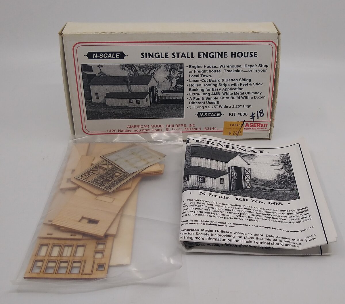 American Model Builders 608 Laser Art Illinois Terminal East 1-Bay N Scale Kit