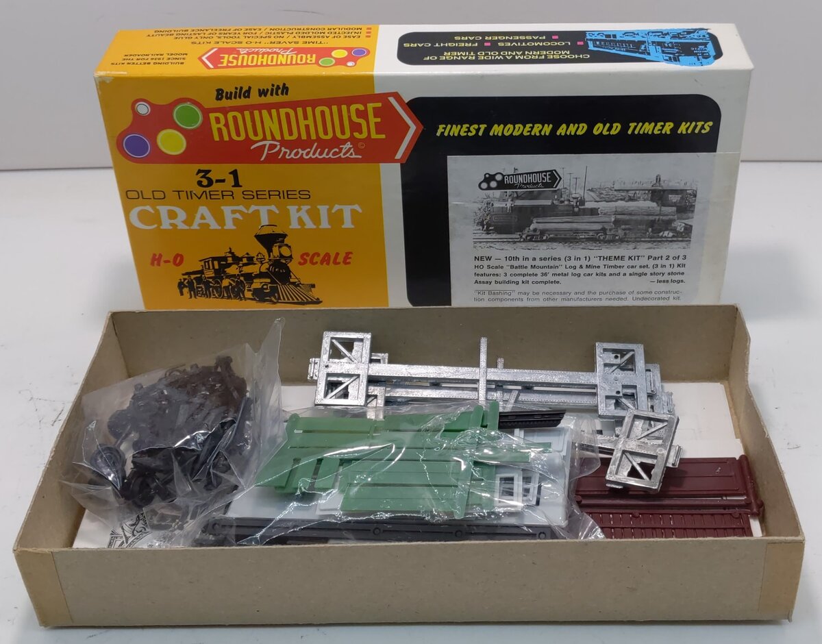 Roundhouse 1509 HO Scale Battle Mountain 36' Log & Mine Timber Cars 3-in-1 Kit