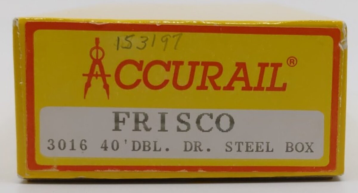 Accurail 3016 HO Scale Frisco 40'' Double Door Steel Box Car # 153197 Kit