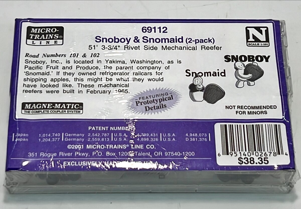 Micro-Trains 06900112 N Snoboy & Snomaid Rivet Side Mechanical Reefer (Set of 2)