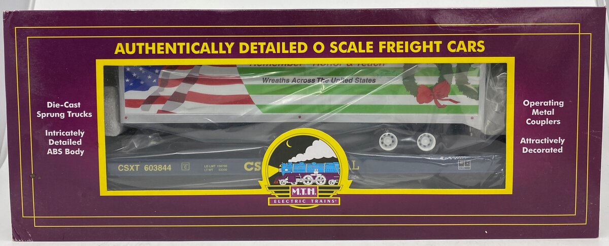 MTH 20-95395 O CSX Flat Car w/ 40' Trailer #603844