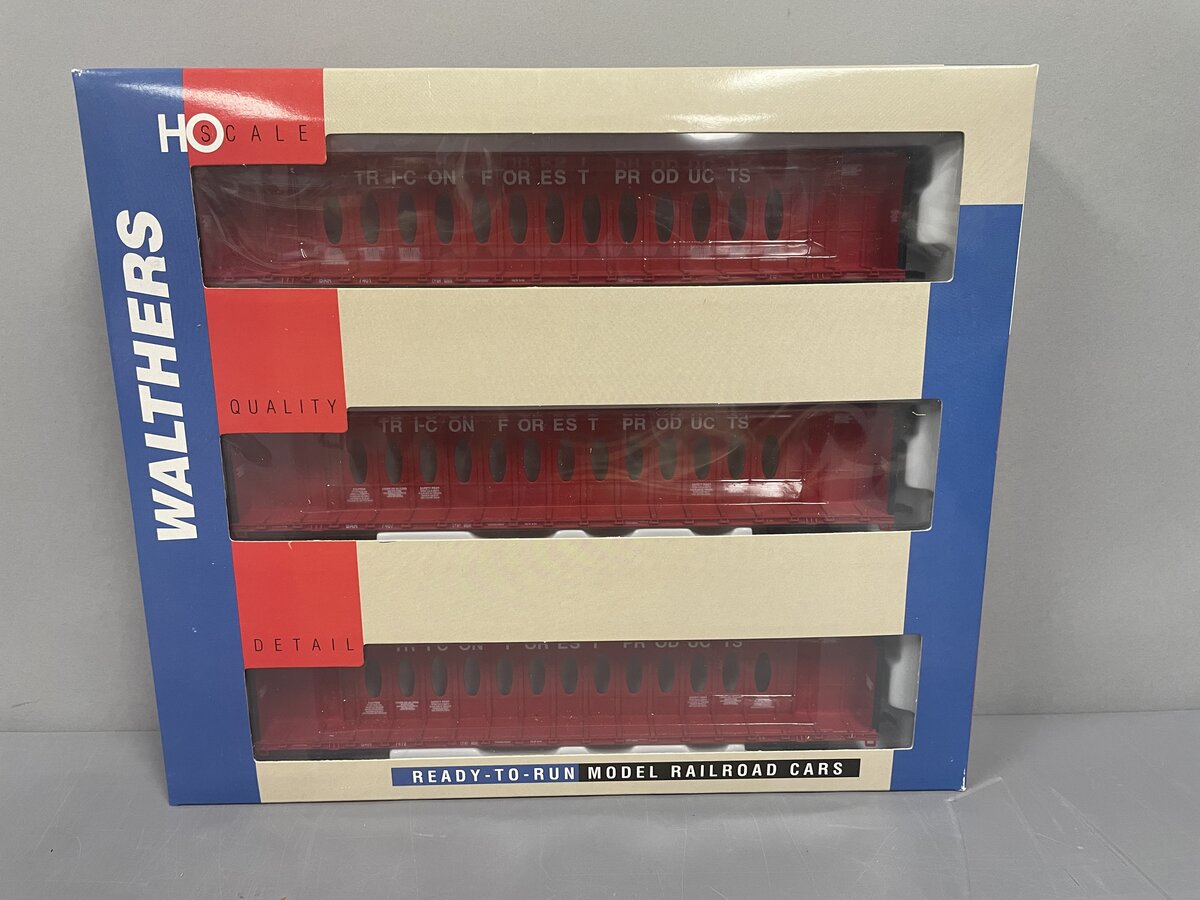 Walthers 932-34115 HO Tri-Con Forest Products 72' Centerbeam Flatcars (Set of 3)