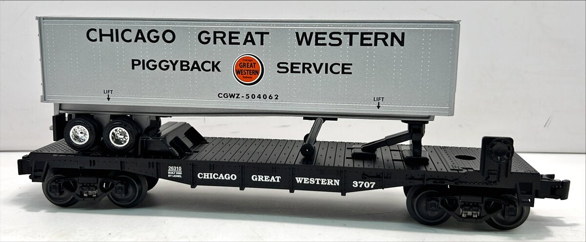 Lionel 6-26310 O Chicago Great Western Flatcar with Trailer