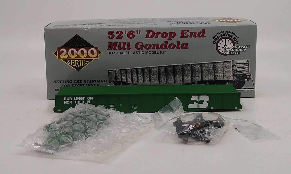 Proto 2000 23632 HO Burlington Northern 52'' 6" Drop End Mill Gondola #556180