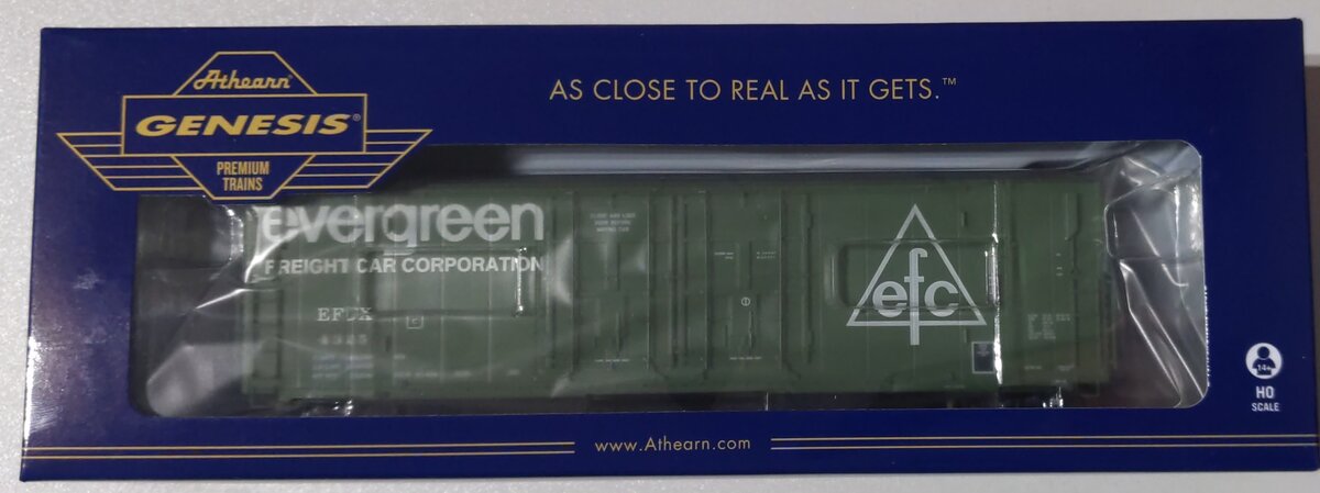Athearn G87972 HO Evergreen Freight Car Corp. 50' PC&F Plug Door Box Car #4325