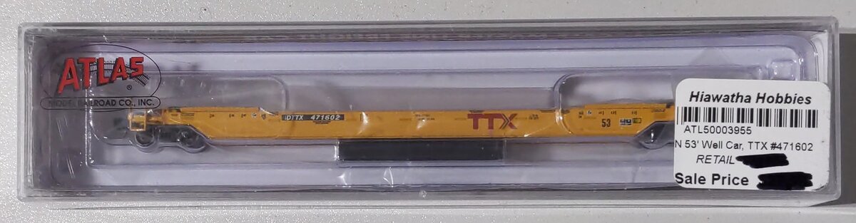 Atlas 50003955 N Scale TTX 53' Single Well Car #471602