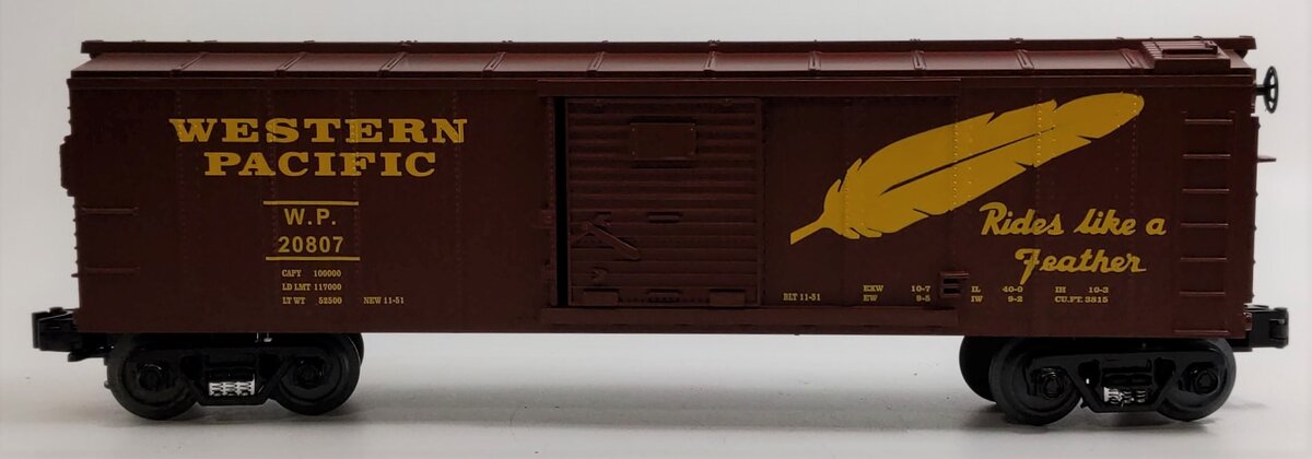 MTH 30-7444 O Gauge Custom Weathered Western Pacific Boxcar #20807