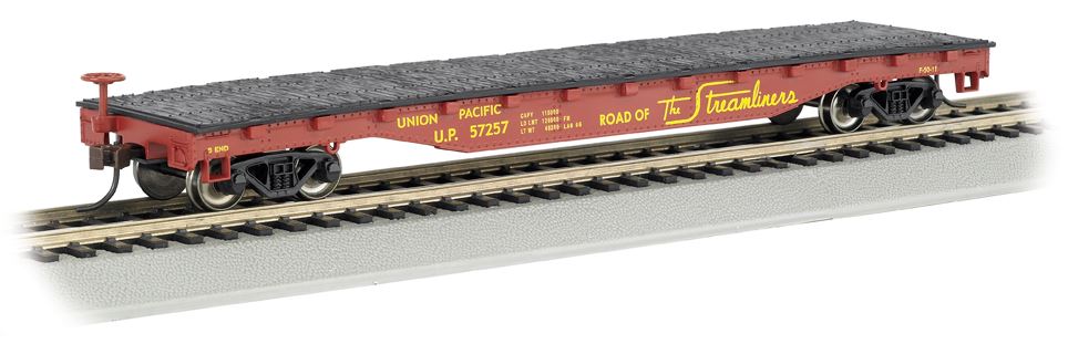 Bachmann 17301 HO Union Pacific 52' Flat Car #57257 – Trainz