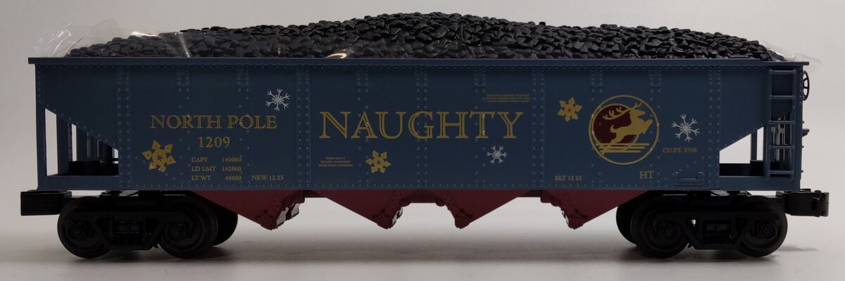 MTH 30-75611 O Gauge North Pole 4-Bay Hopper #1209 w/Coal Load