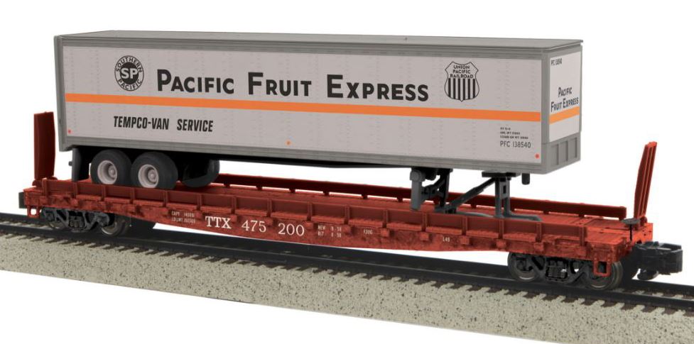 MTH 35-76030 S Pacific Fruit Express Flatcar w/ 48’ Trailer Scale Wheels #475200