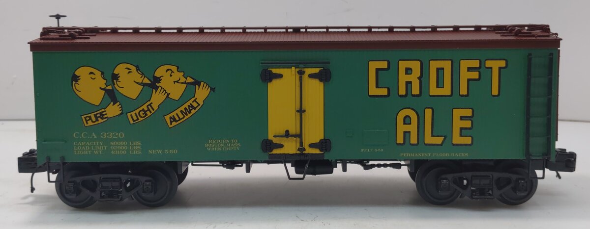 MTH 20-94332 O Croft Ale 36’ Woodsided Reefer Car #3320