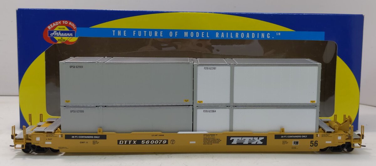 Athearn 91916 HO Scale TTX 56' Well Car w/ (4) 28' Containers