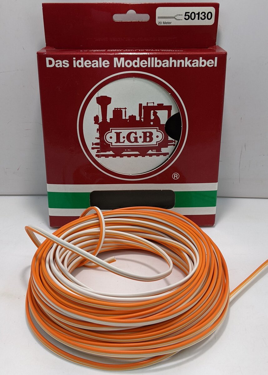 LGB 50130 G Orange/White Hookup Wire - 20 Meters