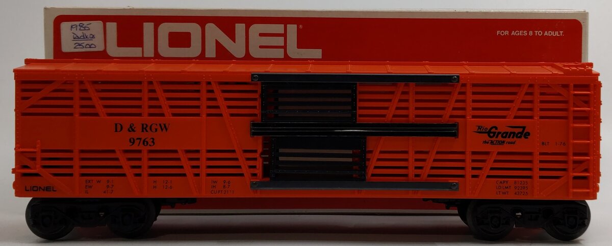 Lionel 6-9763 O Gauge Rio Grande Cattle Car #9763