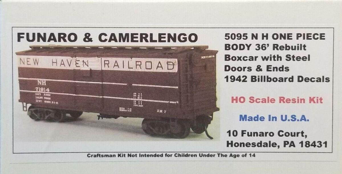 Funaro & Camerlengo 5095 HO New Haven 36' Rebuilt Wood Boxcar Kit #71914