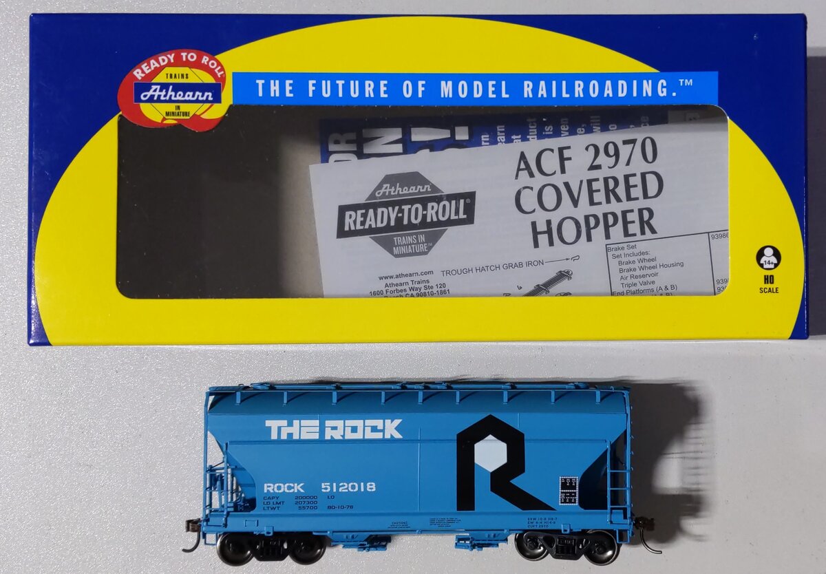 Athearn 15500 HO Rock Island ACF 2970 Covered Hopper #512018 - RTR