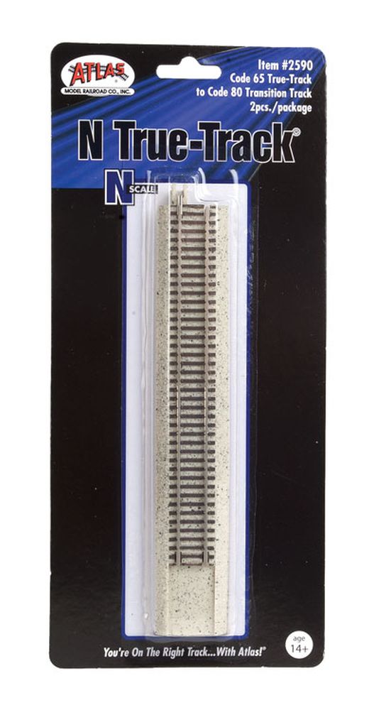 Atlas 2590 N Scale Code 65-True Track to Code 80 Transition Track (Pack of 2)