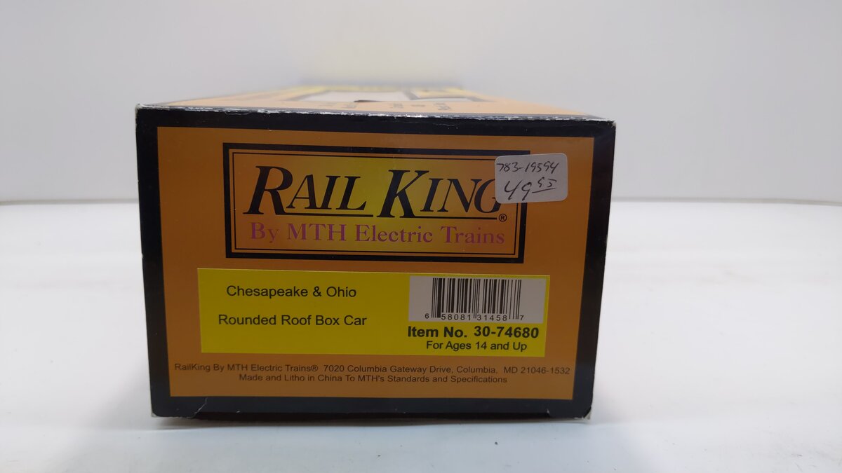 MTH 30-74680 O C&O Rounded Roof Box Car #375