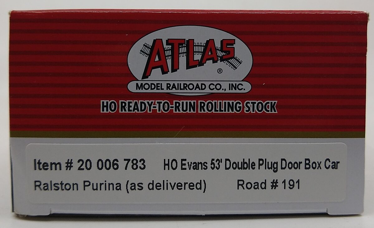 Atlas 20006783 HO Ralston Purina 53' Evans Double Plug Door Box Car #191